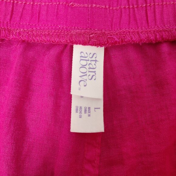 Stars Above Women's Pink Palazzo Pants Size Large Linen Barbiecore Beach Summer - Picture 4 of 10